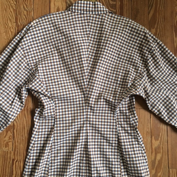 UNIQLO Shirt Dress, Size Medium, Navy/Brown/Ivory/ Checked - Picture 3 of 5